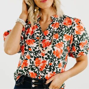 NWT, THML Vintage Rose Blouse, Size Medium